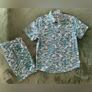 Cornerstore Bodega Shorts (medium) & Shirt (large), Surf Wear. Awesome 🏝️(4156)